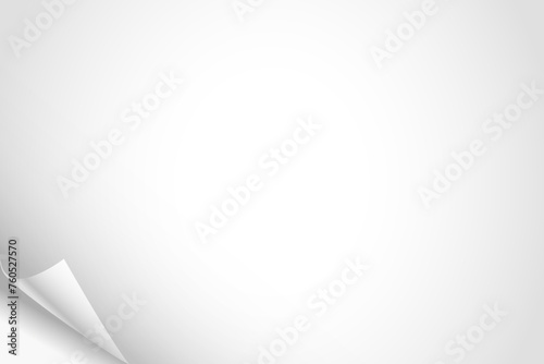 Blank paper sheet with bending left bottom corner. Vector illustration