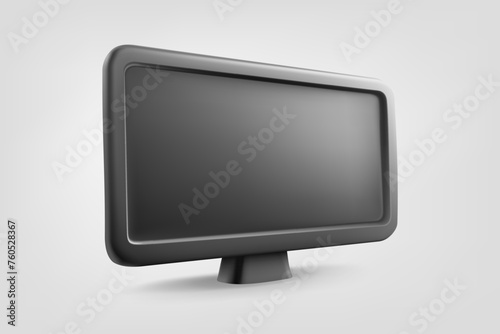 Black modern TV with empty screen isolated on white background. 3d vector illustration