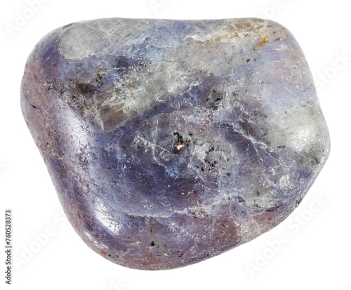 specimen of natural tumbled iolite gemstone cutout photo