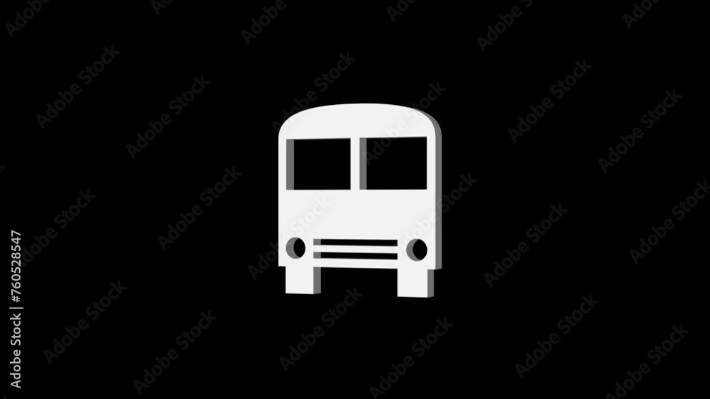 3d bus logo icon loopable rotated white color animation black ...