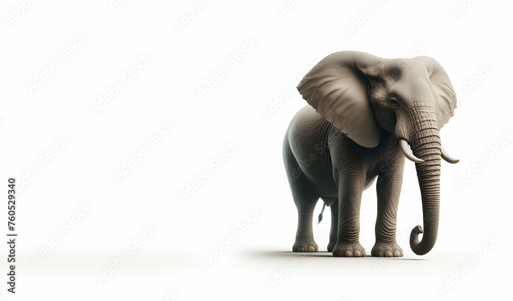 Obraz premium A baby elephant with a white background and the word elephant on it., generative ai