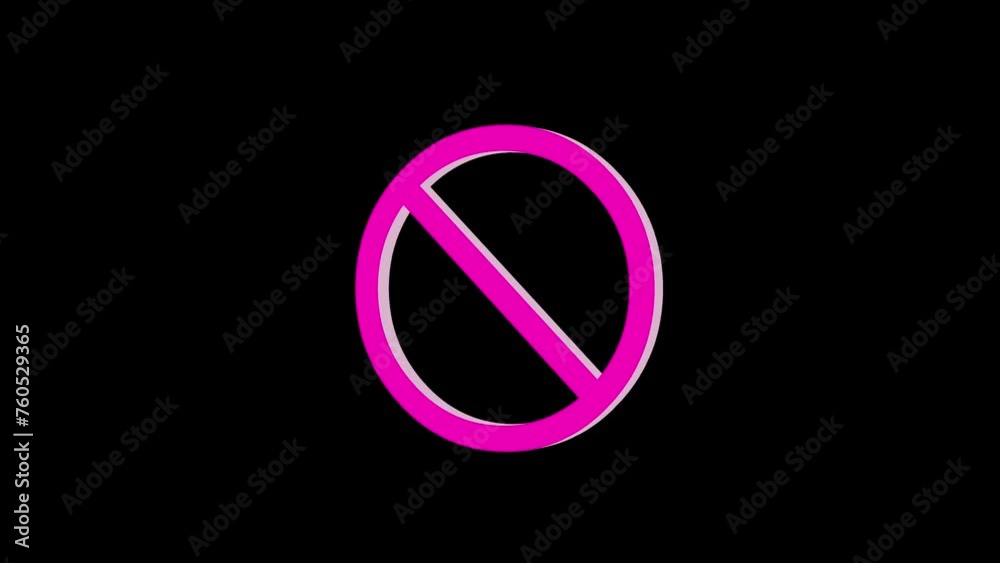 3d do not sign logo icon loopable rotated pink color animation black background 3d do not sign logo icon loopable rotated pink color animation black background