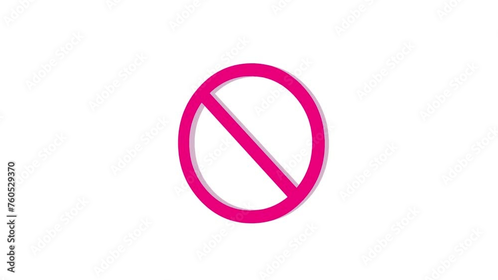 3d do not sign logo icon loopable rotated pink color animation white background 3d do not sign logo icon loopable rotated pink color animation white background