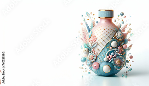 A permium image of beautiful perfum bottle with white background, generative ai photo