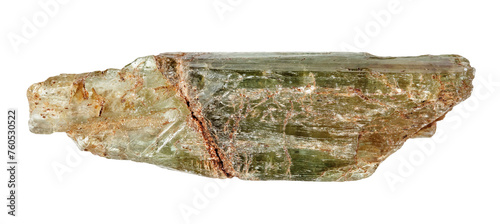 specimen of natural raw epidote crystal cutout