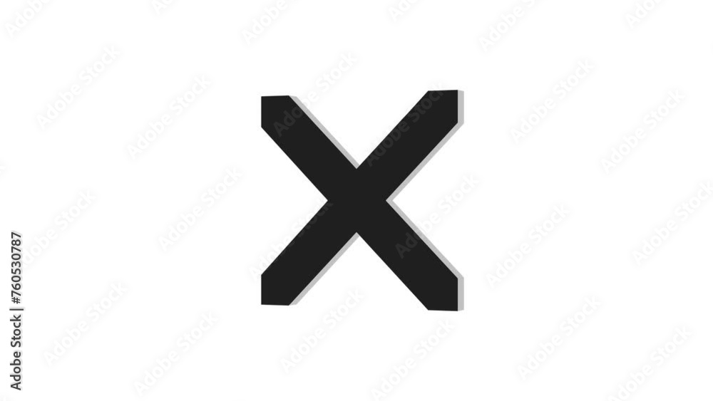 3d X mark logo icon loopable rotated black color animation white background 3d X mark logo icon loopable rotated black color animation white background