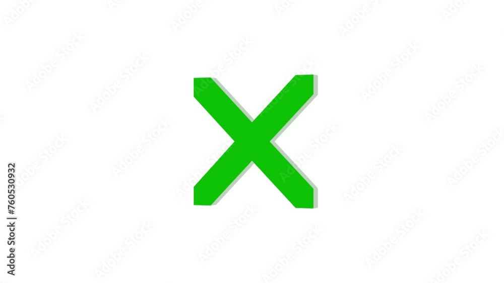 3d X mark logo icon loopable rotated green color animation white background 3d X mark logo icon loopable rotated green color animation white background