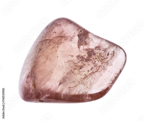 natural tumbled pink tourmaline gemstone cutout