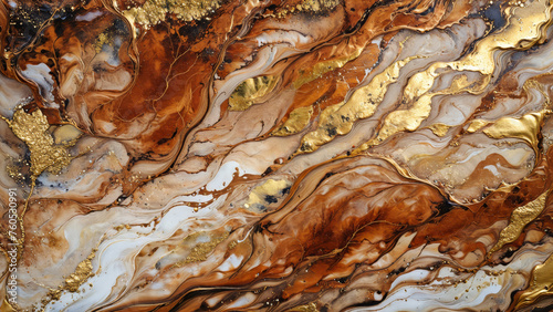 Wallpaper Mural Ink Abstract: Brown Colored Paint with Watercolor Stone and Liquid Marble Texture, Modern Gold Glitter Brown Design Splash - Design Template, Wallpaper, Background - Artistic Luxury Creative Project Torontodigital.ca