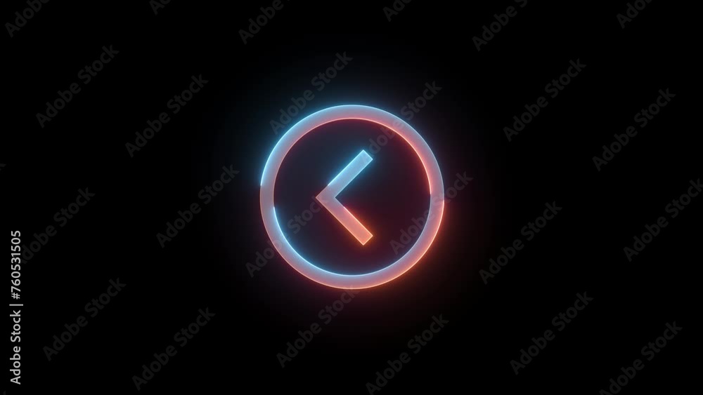 Neon page left icon brown cyan color glowing animation black background Neon page left icon brown cyan color glowing animation black background