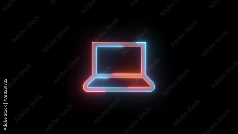 Neon system icon brown cyan color glowing animation black background Neon system icon brown cyan color glowing animation black background