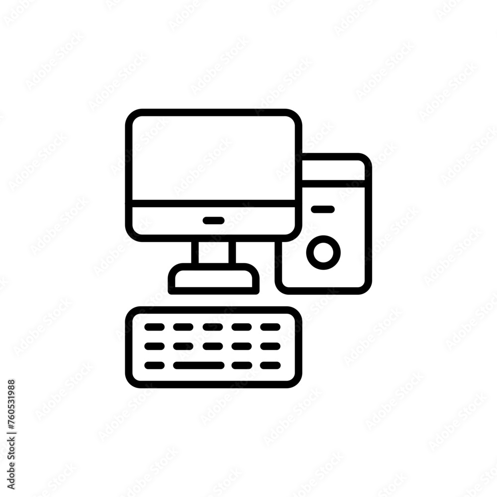 Workstation outline icons, minimalist vector illustration ,simple transparent graphic element .Isolated on white background
