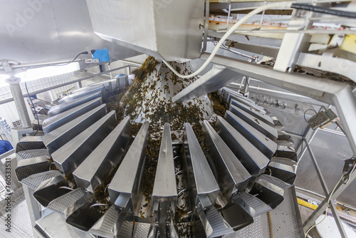 Closeup view of seaweed packaging system. photo