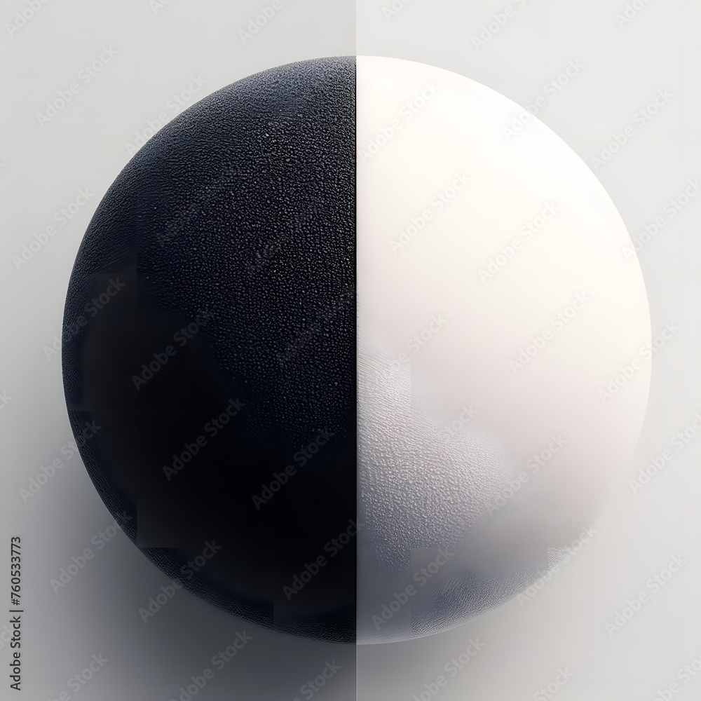 Sphere divided into white and black parts. Sphere divided into white and black parts.