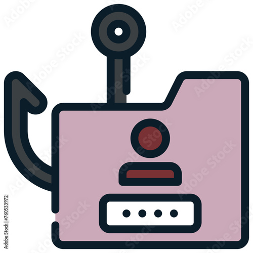 folder data scam phishing fraud cyber filled outline