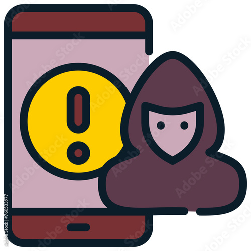hacker mobile alert warning scam phishing filled outline