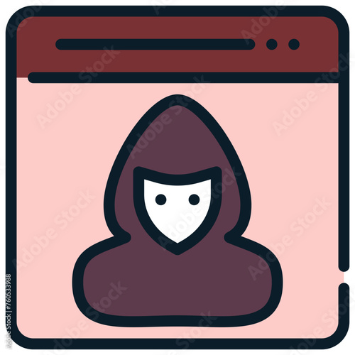 hacker scam phishing fraud internet cyber filled outline