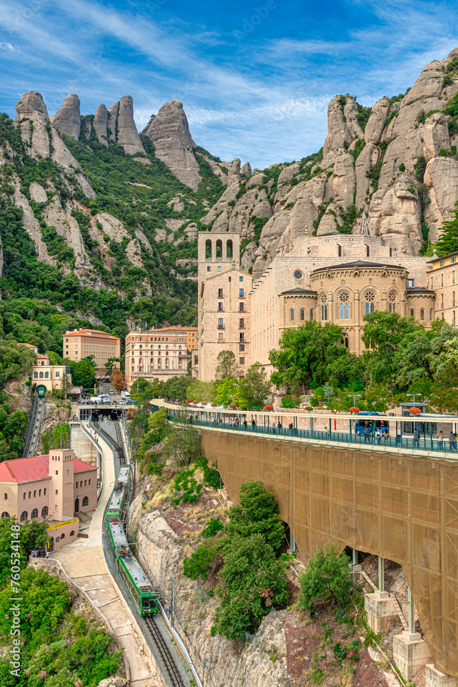 Santa Maria de Montserrat abbey in Monistrol, in a beautiful summer day, Catalonia, Spain