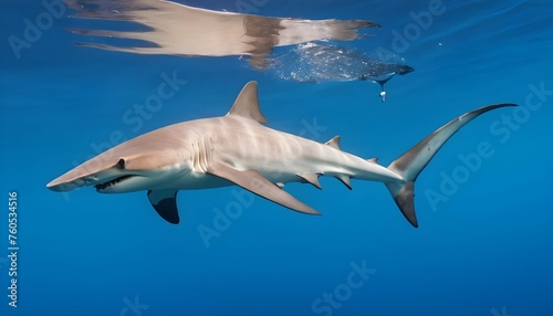 A Hammerhead Shark With A Remora Fish Hitching A R © Sdaf