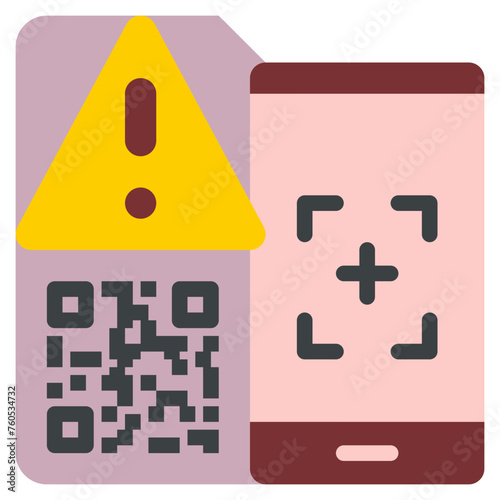 scan qr code warning caution scam phishing flat style