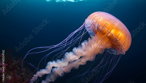 A Jellyfish In A Sea Of Glowing Sea Organisms Upscaled 6 © Sdaf
