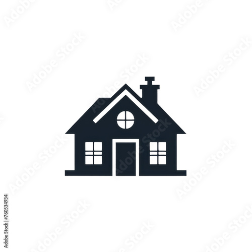 Black Silhouette House Symbol on Transparent Background photo