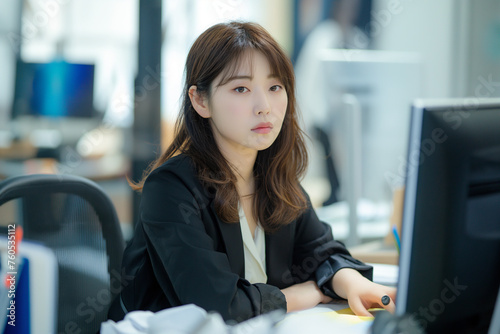 Asian businesswoman working in office Korean Japanese