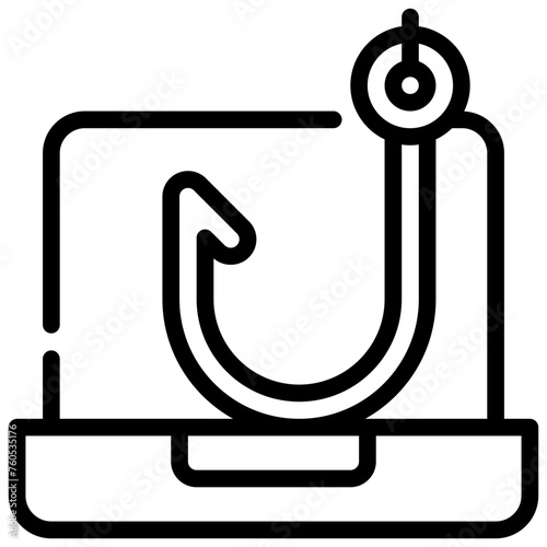 hook laptop cyber ineternet scam phishing simple line