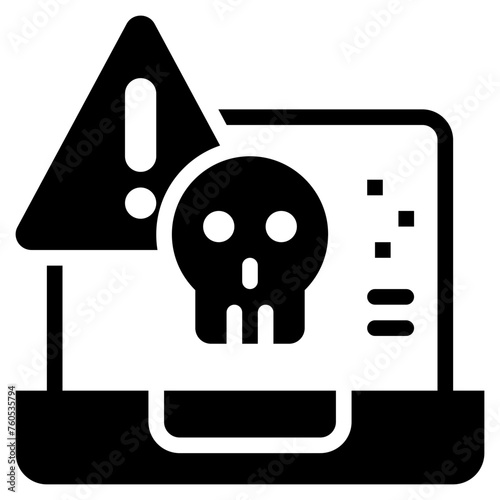 laptop fraud warning scam phishing solid glyph