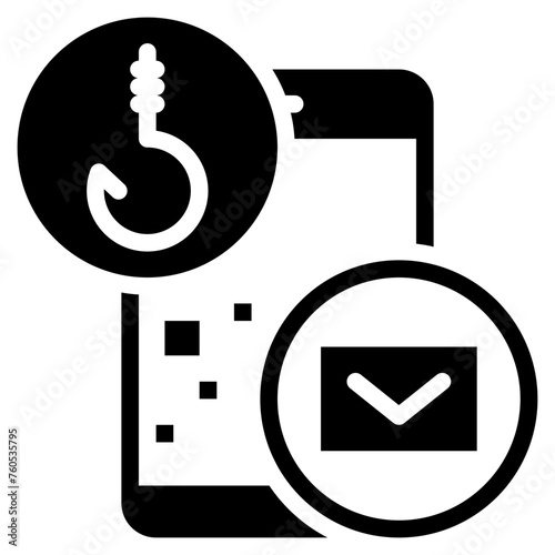 mobile security mail message scam phishing solid glyph