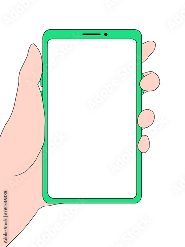 スマートフォン（緑・画面透過・左手）