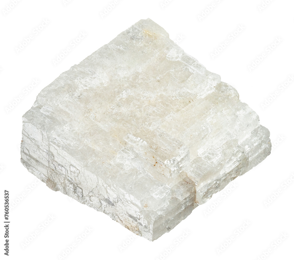 natural raw colorless calcite mineral cutout