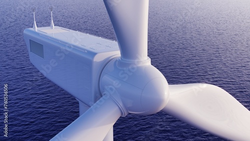 Windturbine on the ocean - concept of wind turbine energy