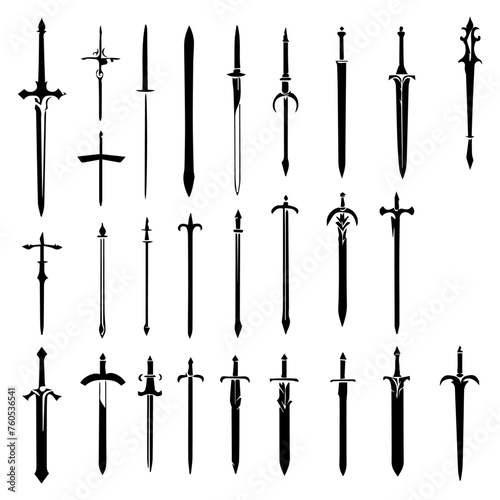 flat design sword silhouette collection photo