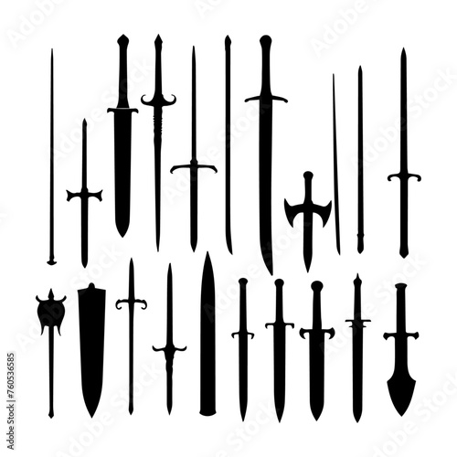 flat design sword silhouette collection