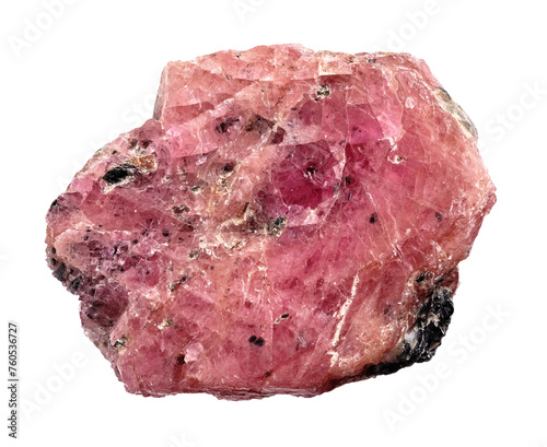 specimen of natural raw red ruby mineral cutout