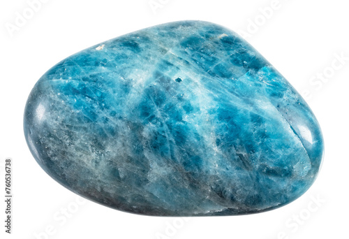 natural polished blue apatite mineral cutout