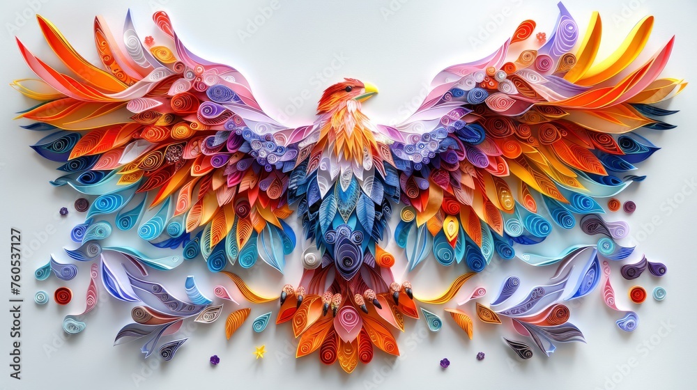 Colorful eagle with spread wings on a white background Colorful eagle with spread wings on a white background