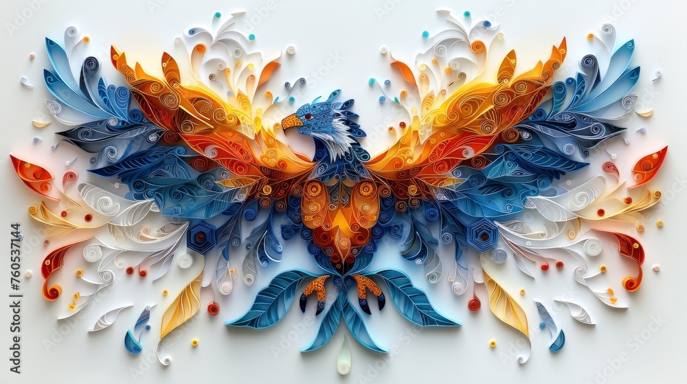 Colorful eagle with spread wings on a white background Colorful eagle with spread wings on a white background