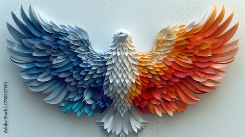 Colorful eagle with spread wings on a white background