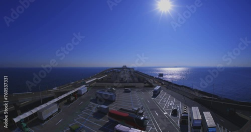 A traffic jam on the highway at Tokyo bay area in Chiba fish eye shot photo