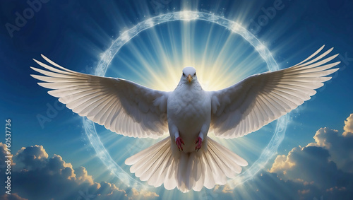 Strahlende Taube als Symbol des Heiligen Geistes im christlichen Glauben photo