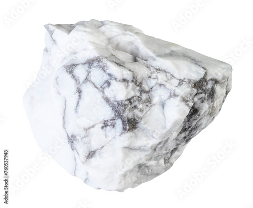specimen of natural raw howlite mineral cutout