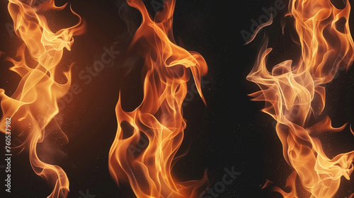Set of fire flames elements on transparent background:: 