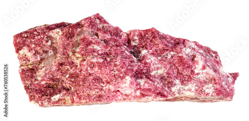 specimen of natural raw thulite mineral cutout photo