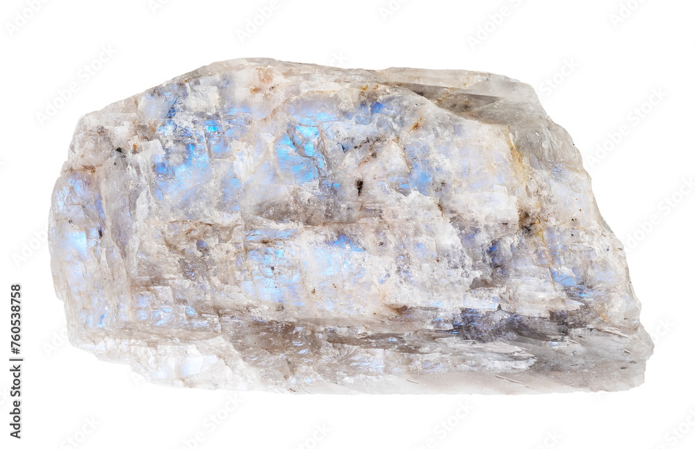 natural raw belomorite moonstone mineral cutout