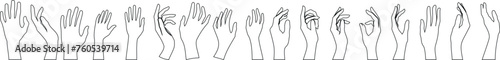 hand gestures, Expressive hand  line art vector illustration. Perfect for education, communication workshops, inclusivity campaigns. Diverse non verbal interaction, movement depiction