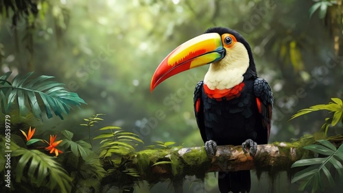 Colorful toucans, like the Keel-billed toucan, inhabit the lush forests of Central and South America, adding beauty with their vibrant plumage and large bills. © Rashid
