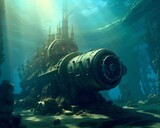 Underwater archaeology unveiling the lost technology of Atlantis, discovered by futuristic submarines