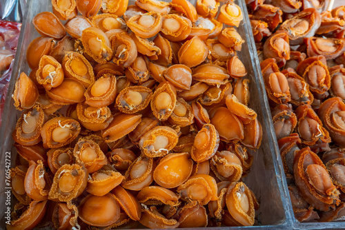 Dried abalone on market stall